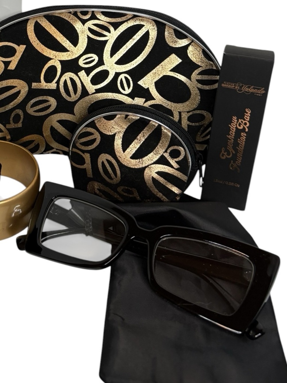 bebe Black and Gold Logo Cosmetic Pouch Set bundle - Picture 3 of 4
